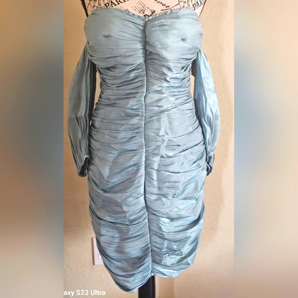 Fashion Nova Teal mini dress Med NWT